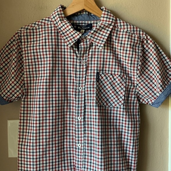 BEN SHERMAN Boys Plaid Short Sleeve Button Down Shirt - Picture 2 of 8